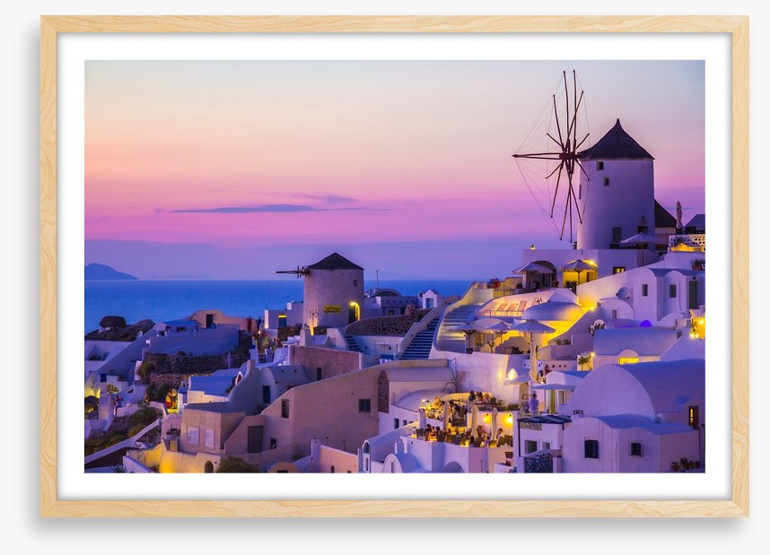 Purple sunset in Santorini, Greece