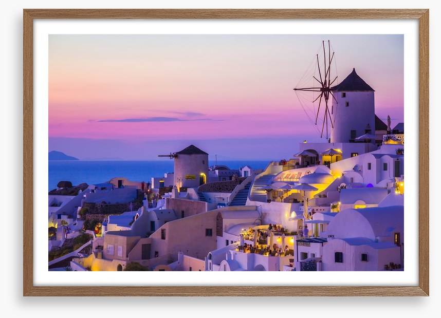 Purple sunset in Santorini, Greece