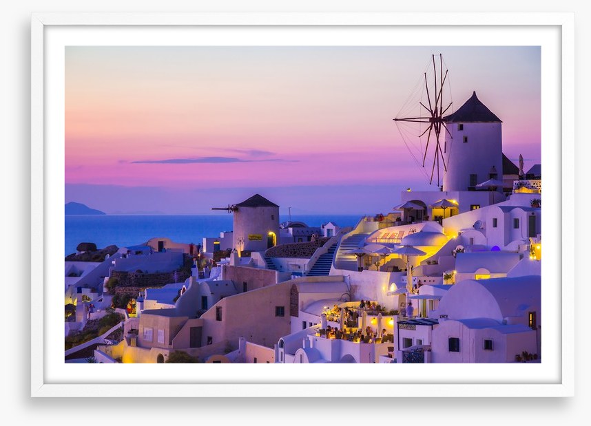 Purple sunset in Santorini, Greece