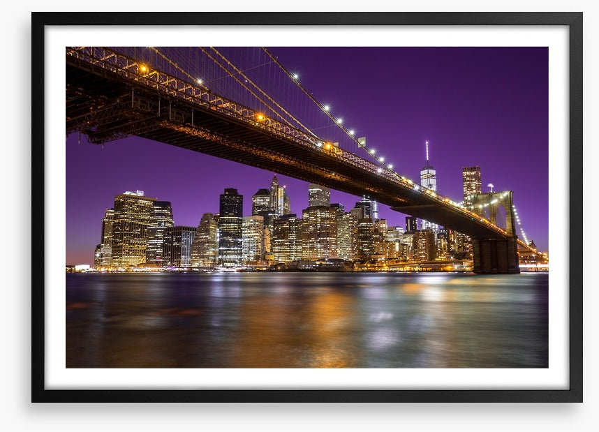 Manhattan under a purple sky