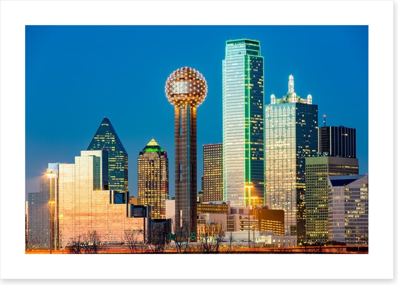 Dallas dusk skyline