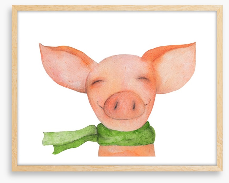 Pig in a scarf
