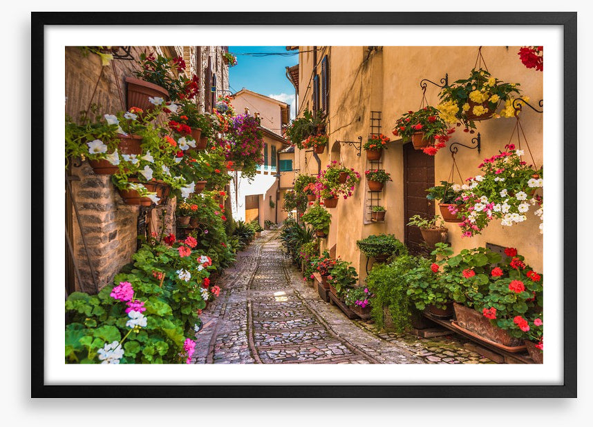 Floral alley in Umbria, Italy