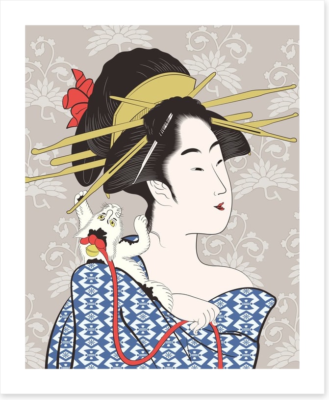 The cat on the kimono