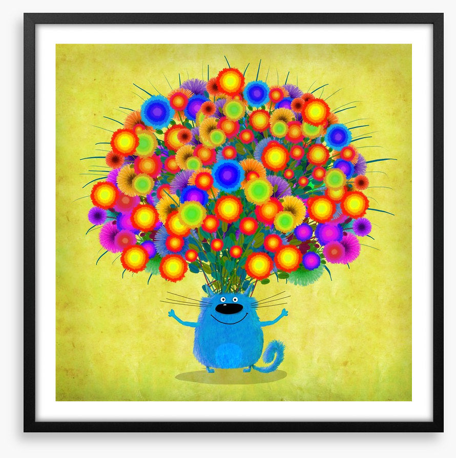 Blue cat with Asters