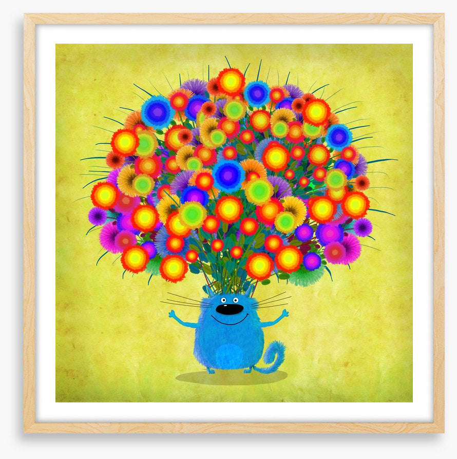 Blue cat with Asters