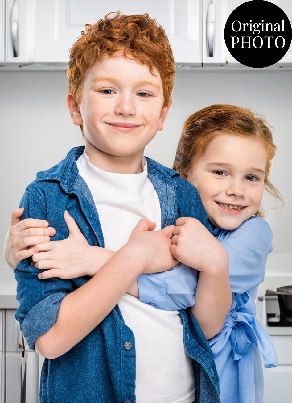 Children Ink Line Artistic Design Custom Portrait | Stretched Canvas