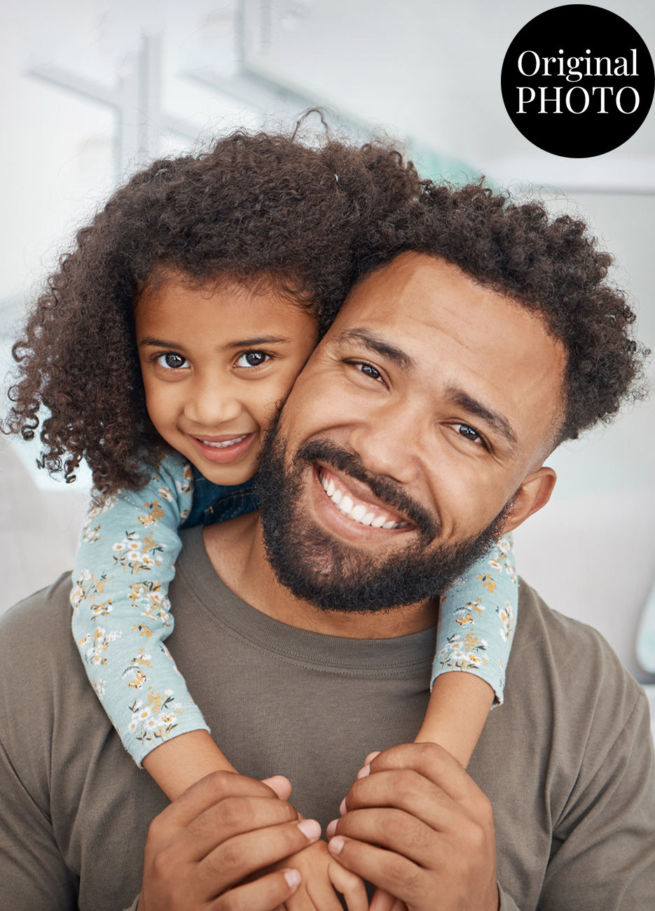 Daddy & Me Ink Line Artistic Design Custom Portrait | Stretched Canvas