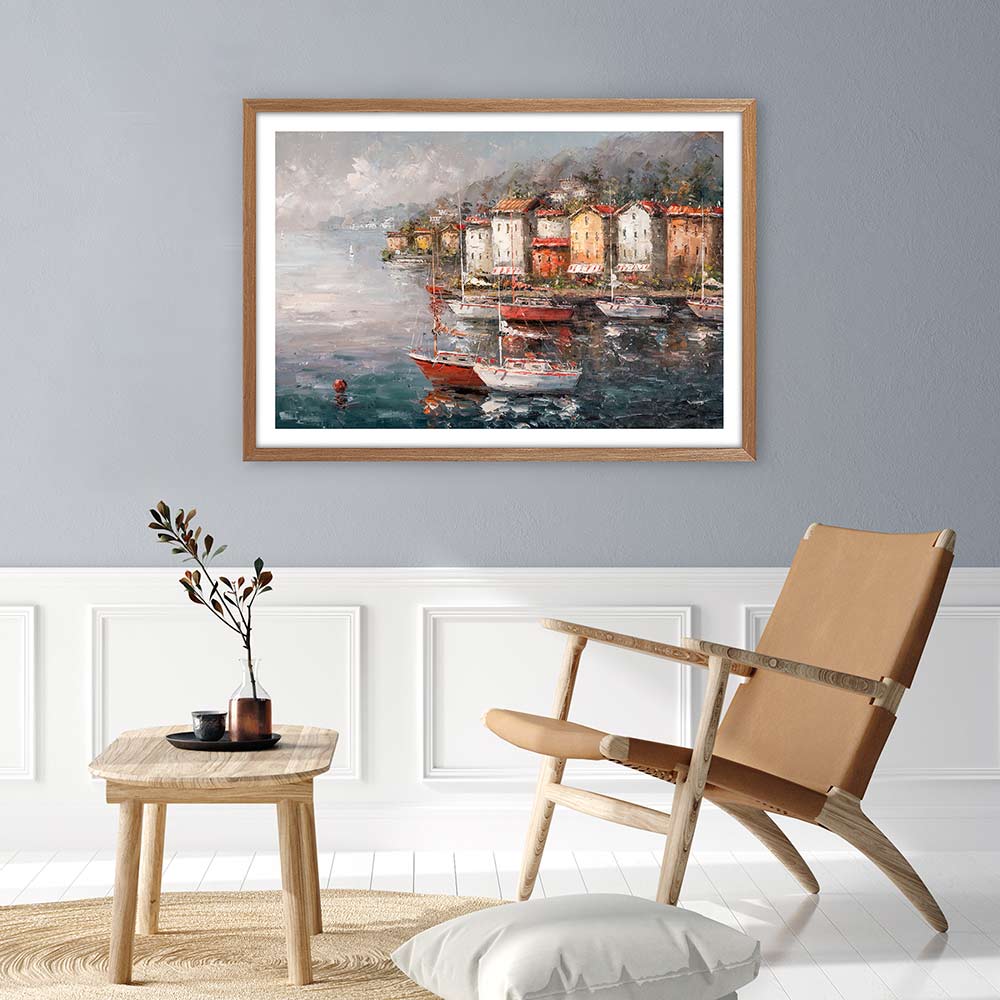 Stormy harbour sailboats