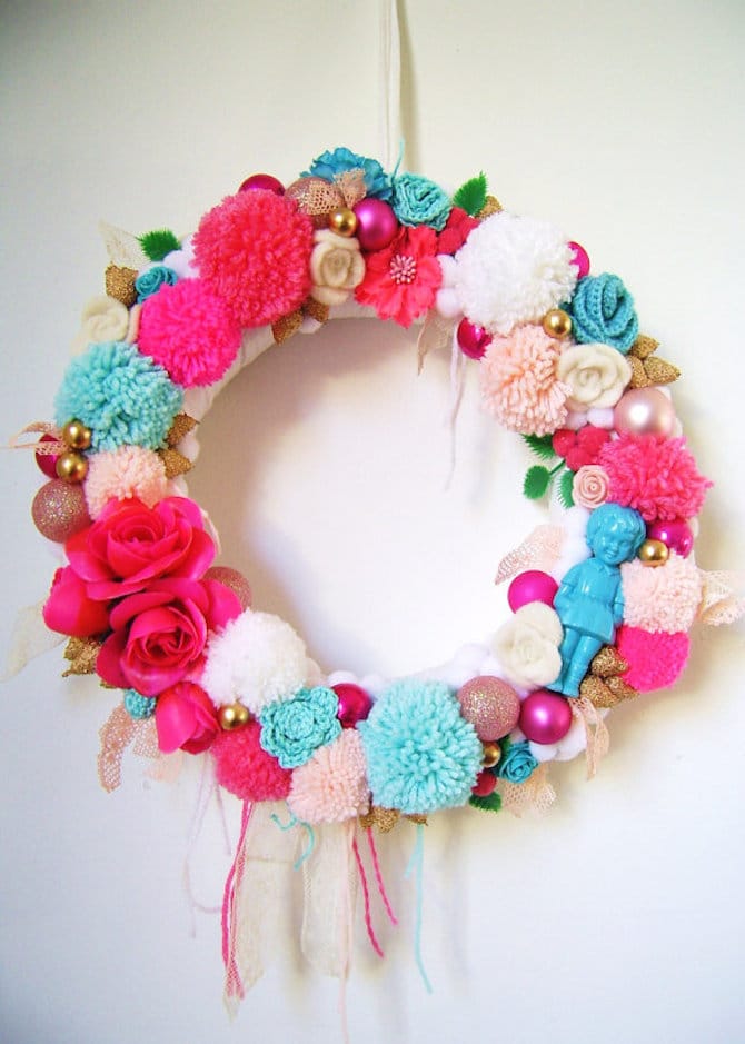 Homemade Christmas Decorations - Candy Coloured Wreathe