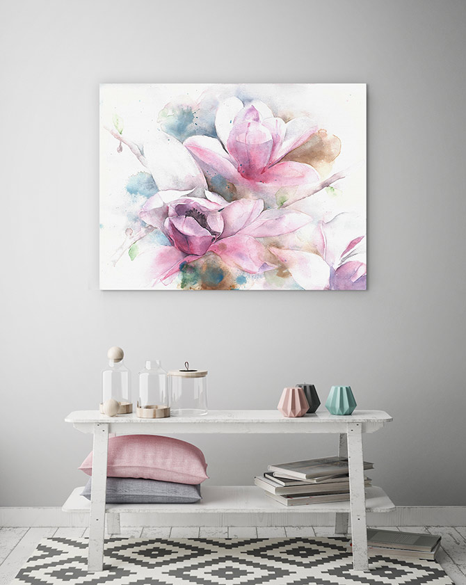 watercolour art magnolia