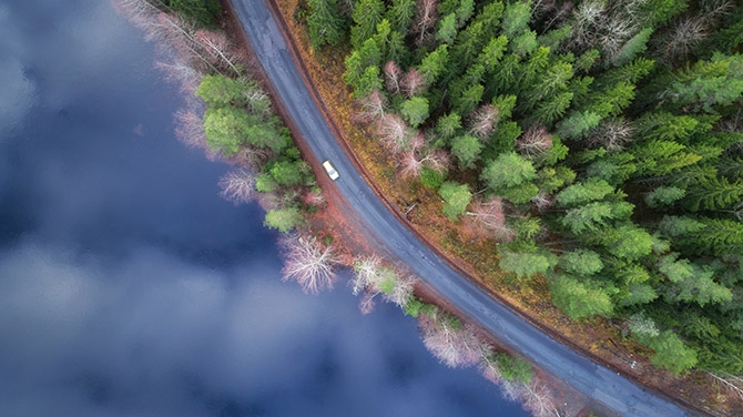 road drone photography