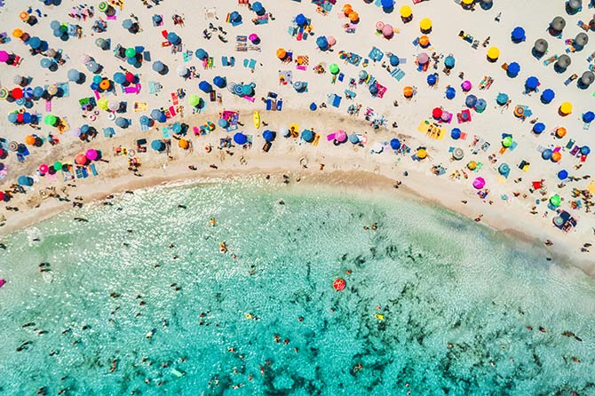 drone photography of beach