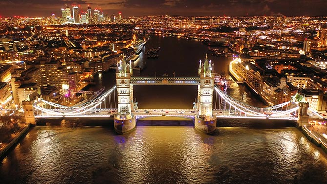 drone photography over london