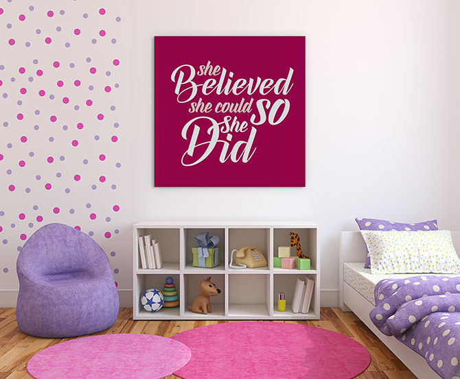 inspirational quotes for kids in a bedroom