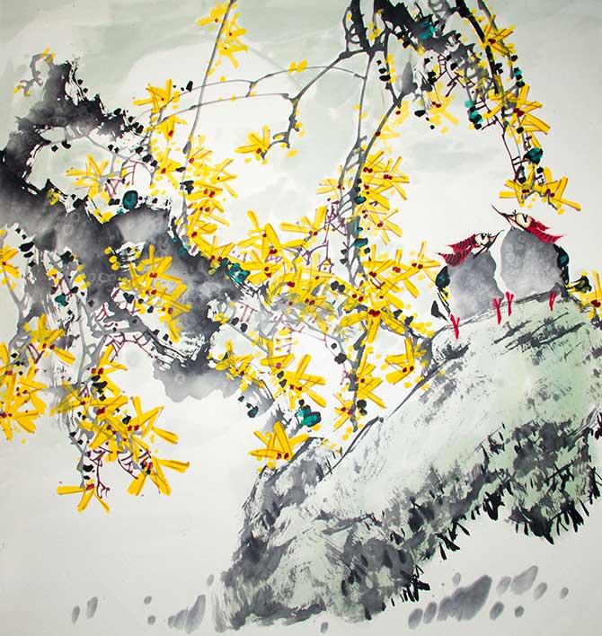 yellow chinese artwork