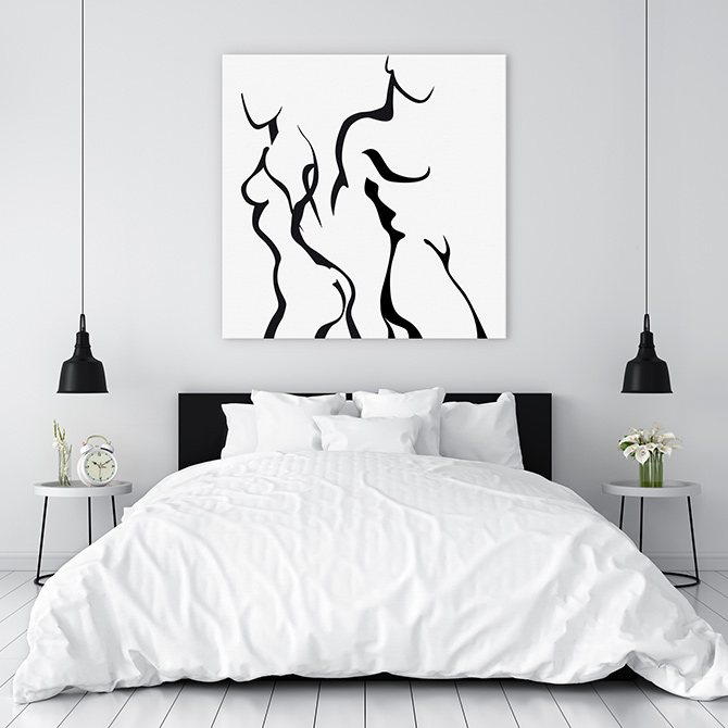 monochromatic bedroom wall decor