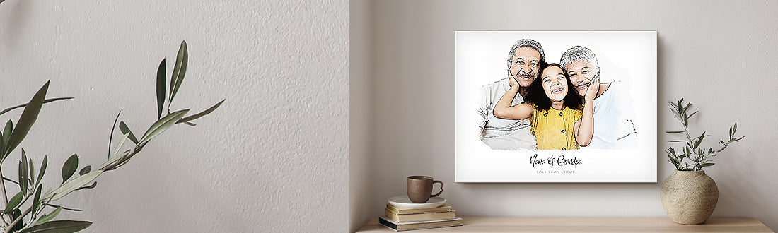 Grandparents Custom Portraits | Stretched Canvas & Framed Prints