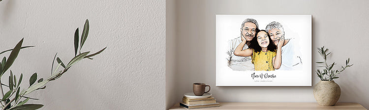 Grandparents Custom Portraits | Stretched Canvas & Framed Prints