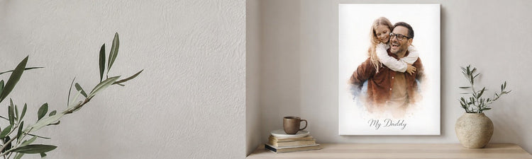 Daddy with child canvas print on wall