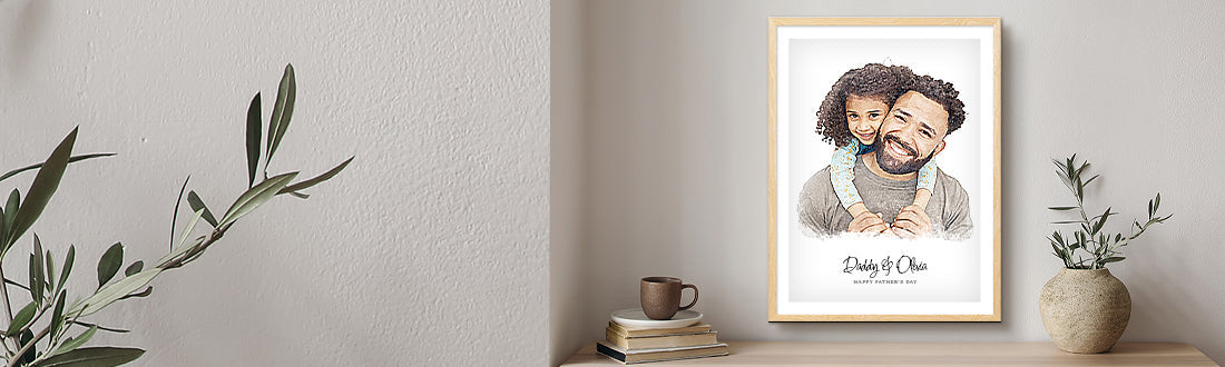 Daddy & Me Custom Portraits | Stretched Canvas & Framed Prints