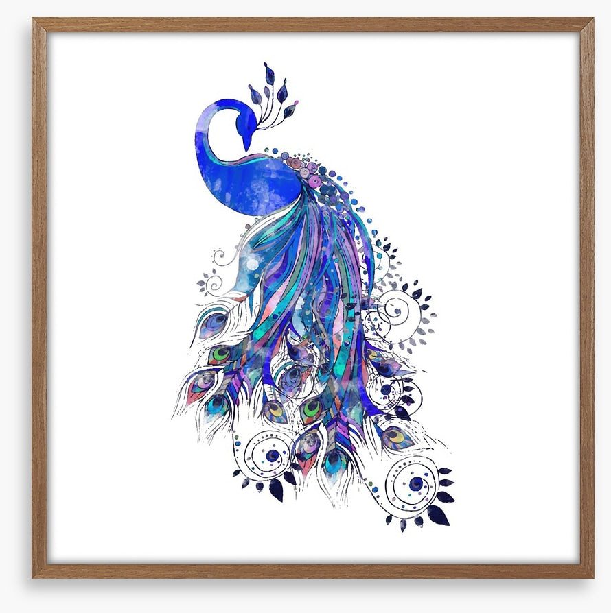 Peacock in ultramarine