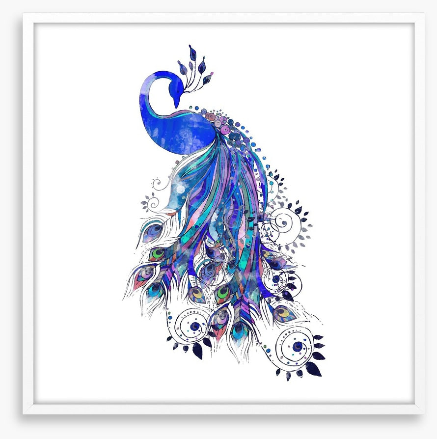 Peacock in ultramarine