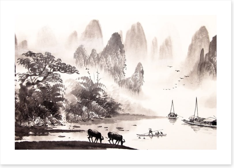 At the misty lake