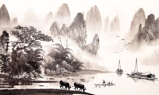 At the misty lake