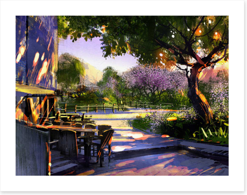 Dappled sunlight cafe