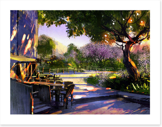 Dappled sunlight cafe