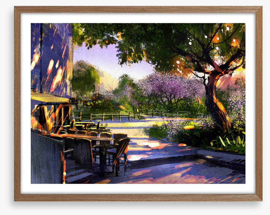Dappled sunlight cafe