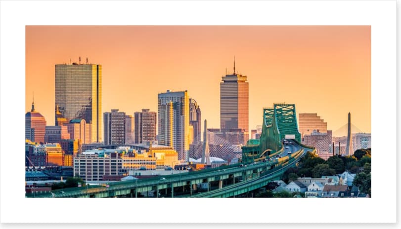 Boston bridge sunset