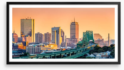 Boston bridge sunset