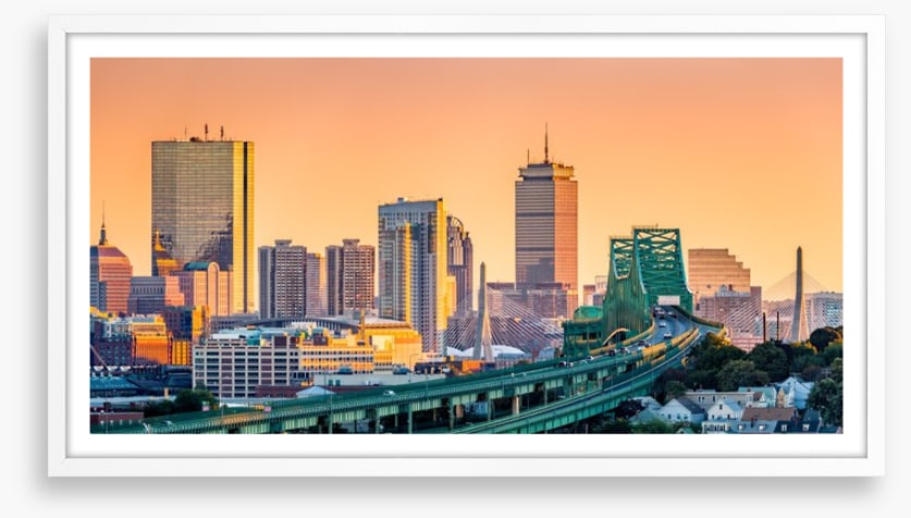 Boston bridge sunset