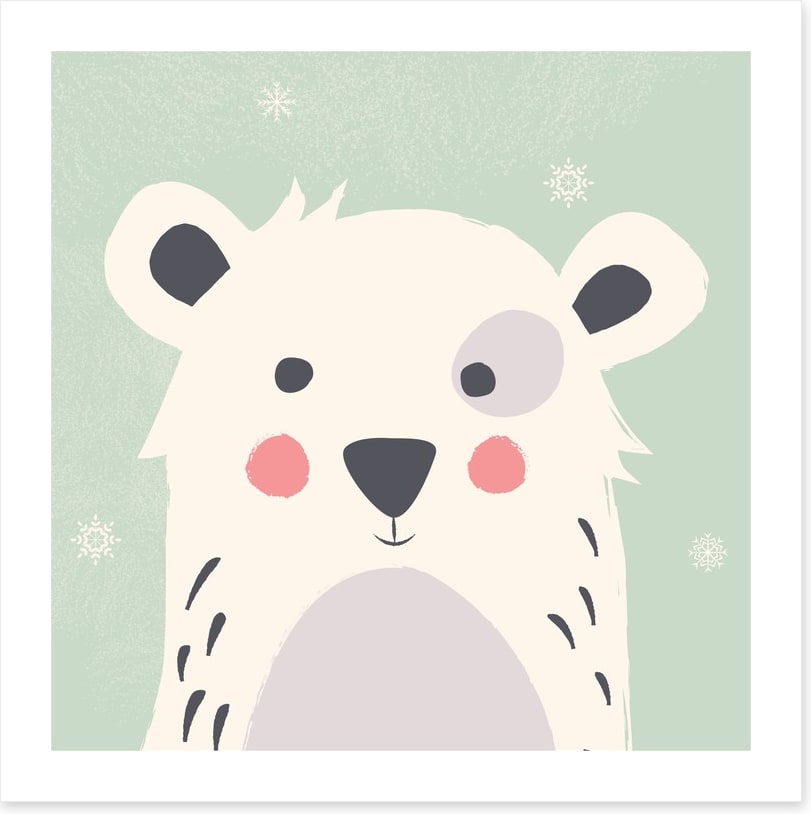 Polar bear with snowflakes