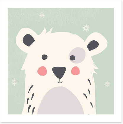Polar bear with snowflakes