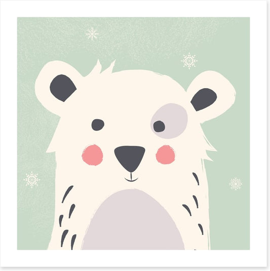 Polar bear with snowflakes