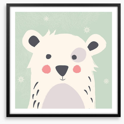 Polar bear with snowflakes