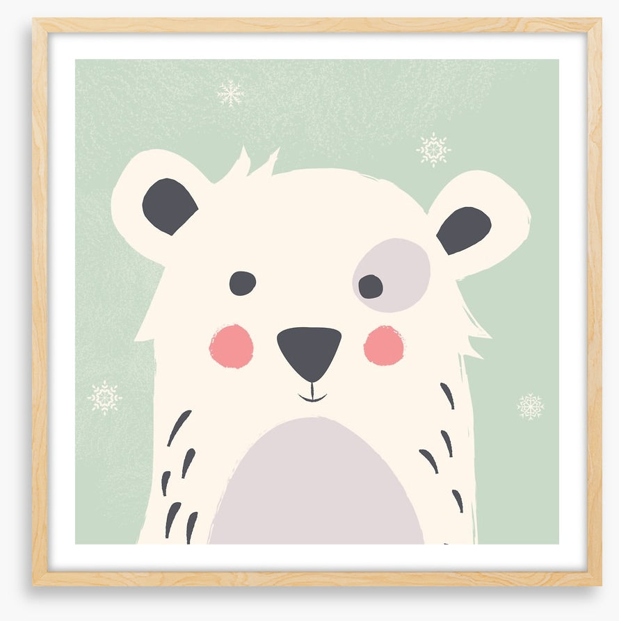 Polar bear with snowflakes