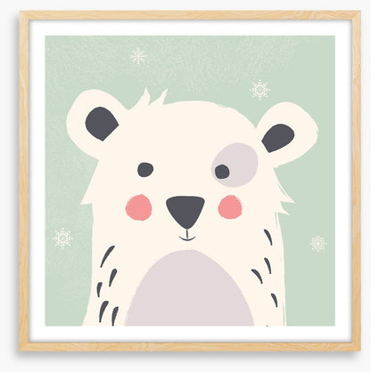 Polar bear with snowflakes