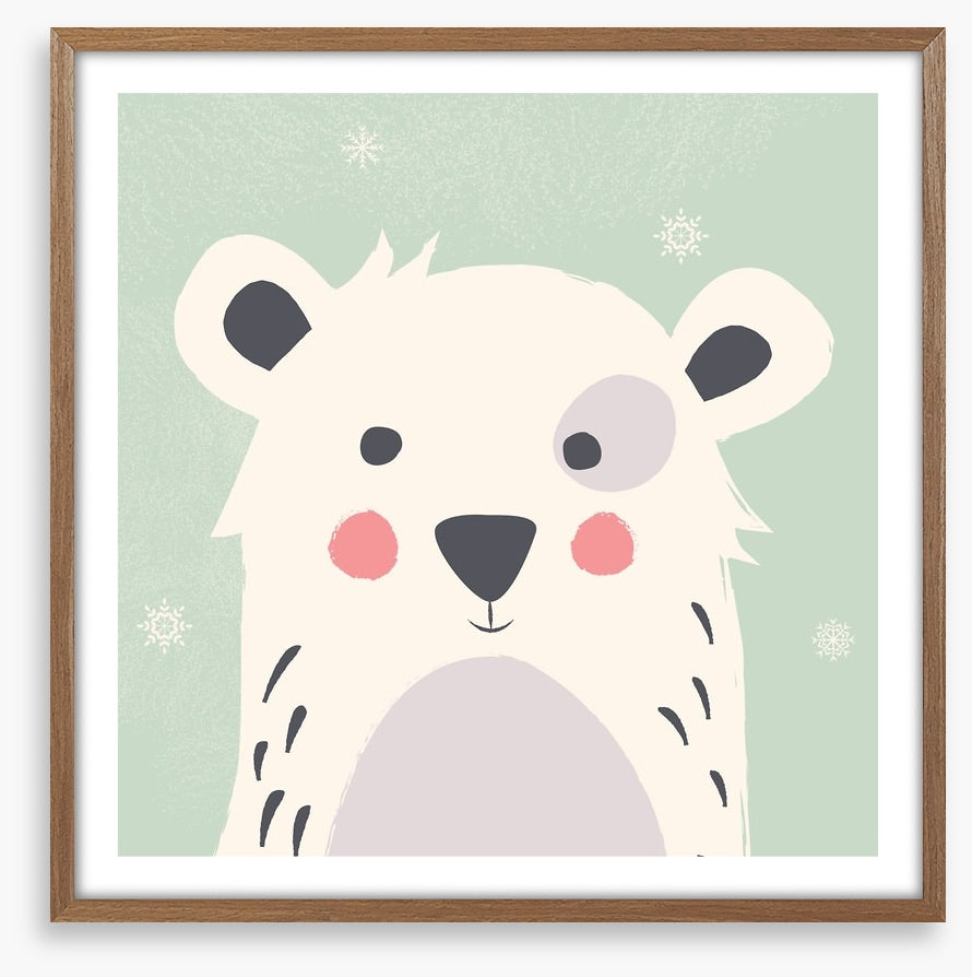 Polar bear with snowflakes