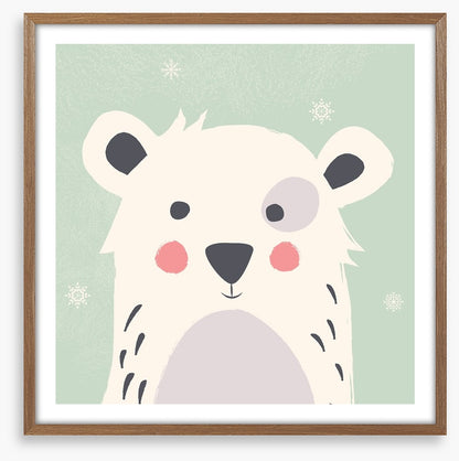 Polar bear with snowflakes