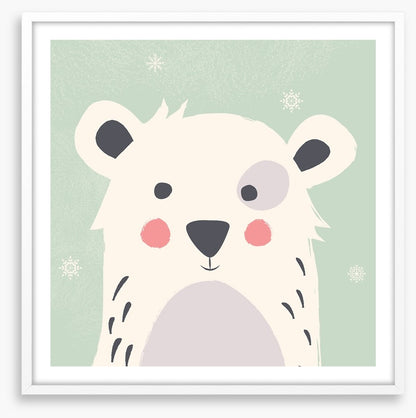 Polar bear with snowflakes