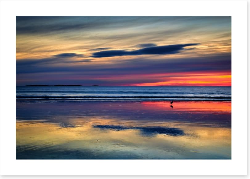 Sunset beach reflections