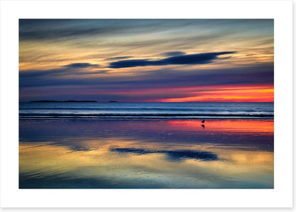 Sunset beach reflections