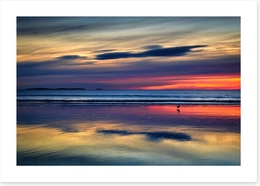 Sunset beach reflections