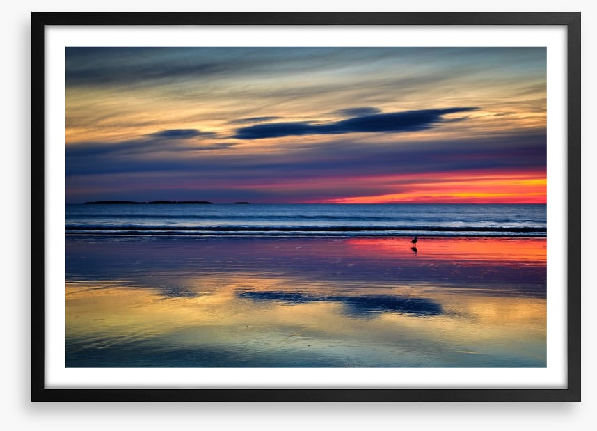Sunset beach reflections