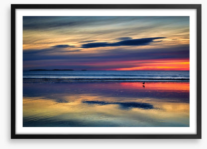 Sunset beach reflections