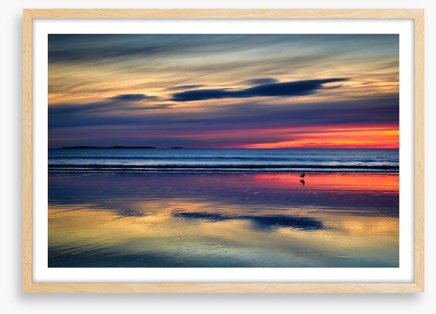 Sunset beach reflections